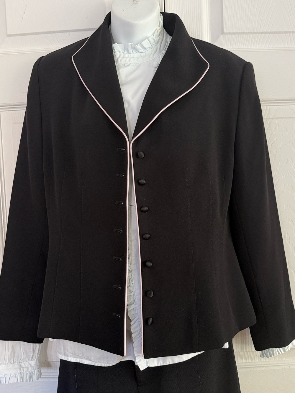 Laura Scott Black Blazer with Pink Piping
